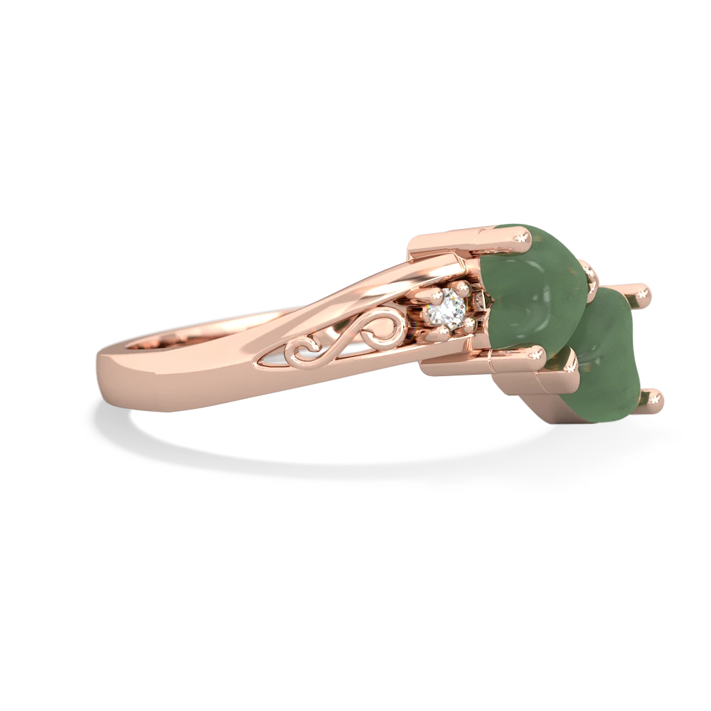 Jade Snuggling Hearts 14K Rose Gold ring R2178