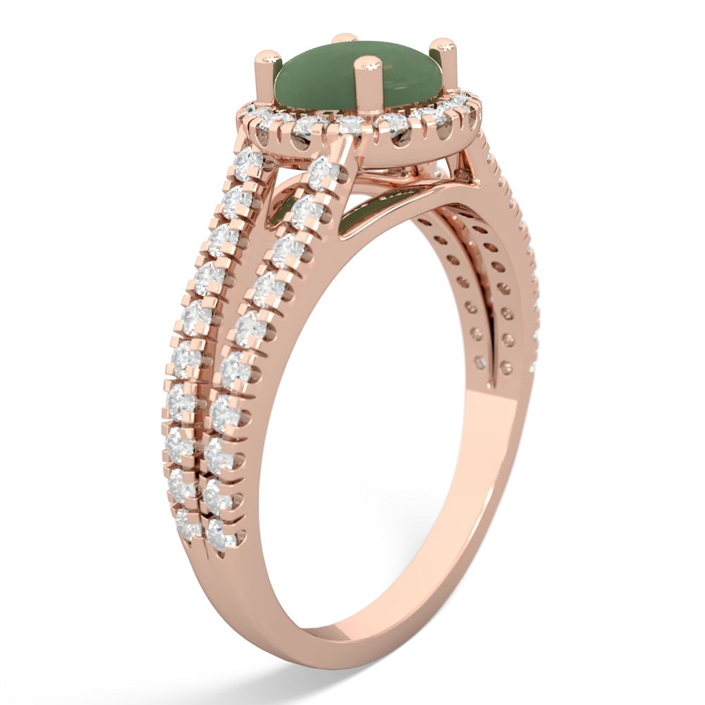 Jade Pave Halo 14K Rose Gold ring R5490