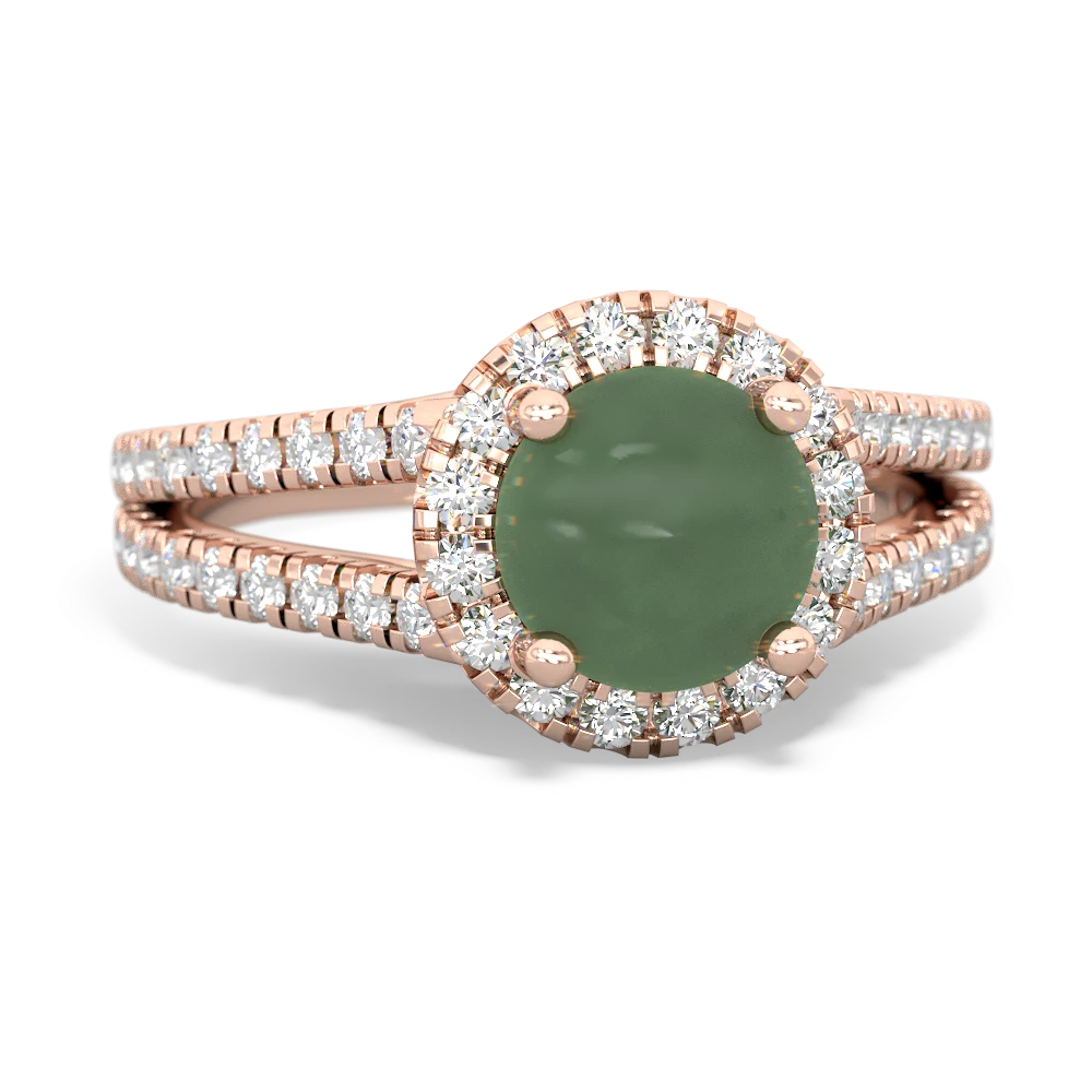 Jade Pave Halo 14K Rose Gold ring R5490