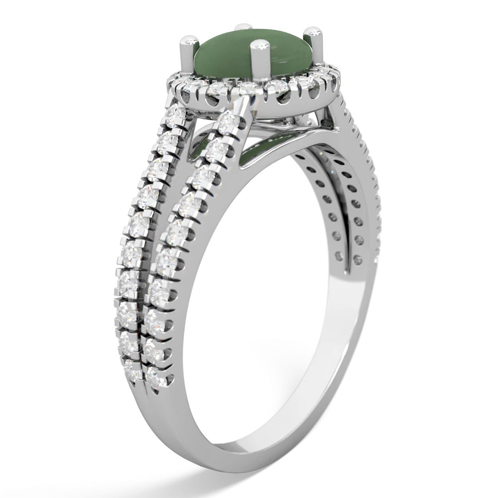 Jade Pave Halo 14K White Gold ring R5490