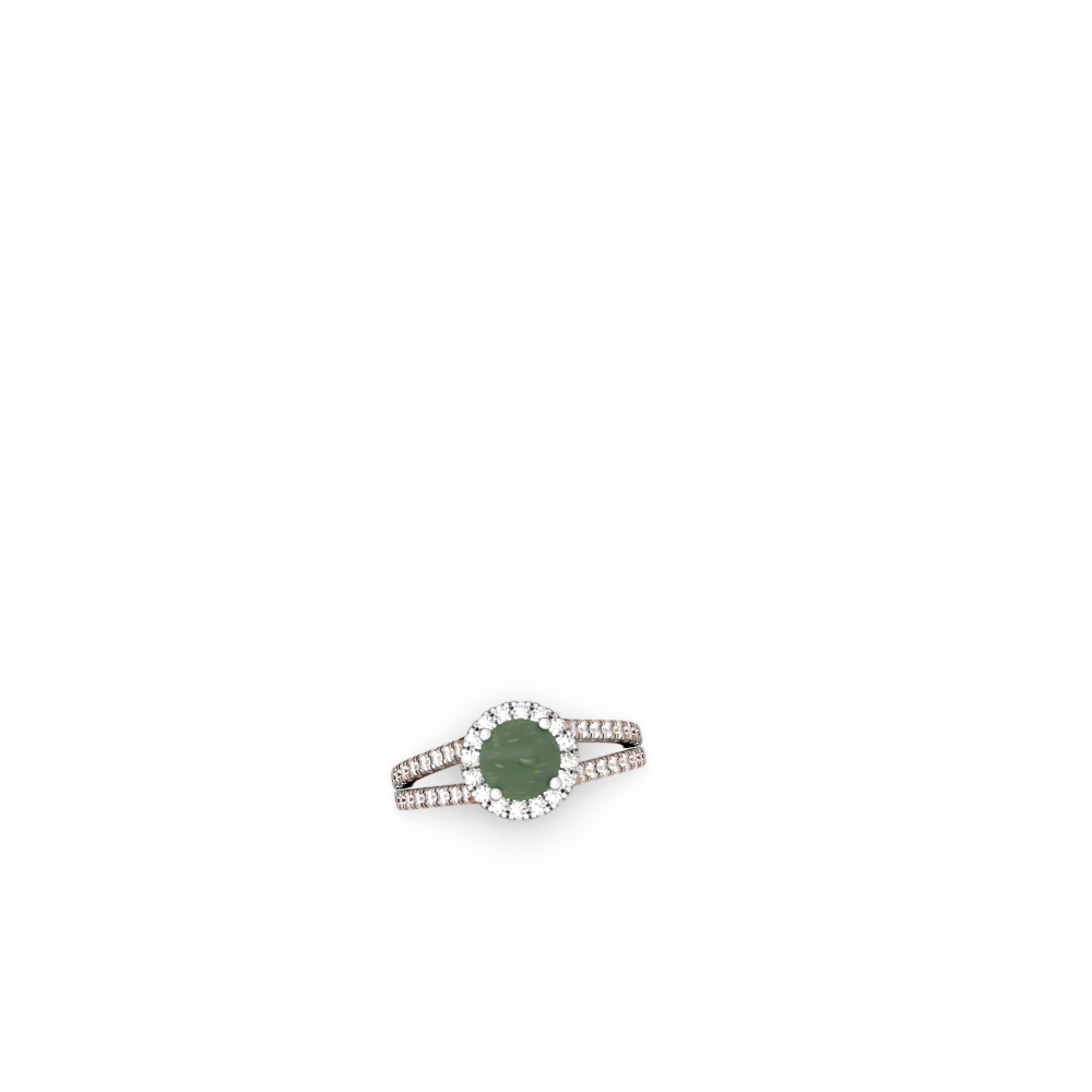 Jade Pave Halo 14K White Gold ring R5490