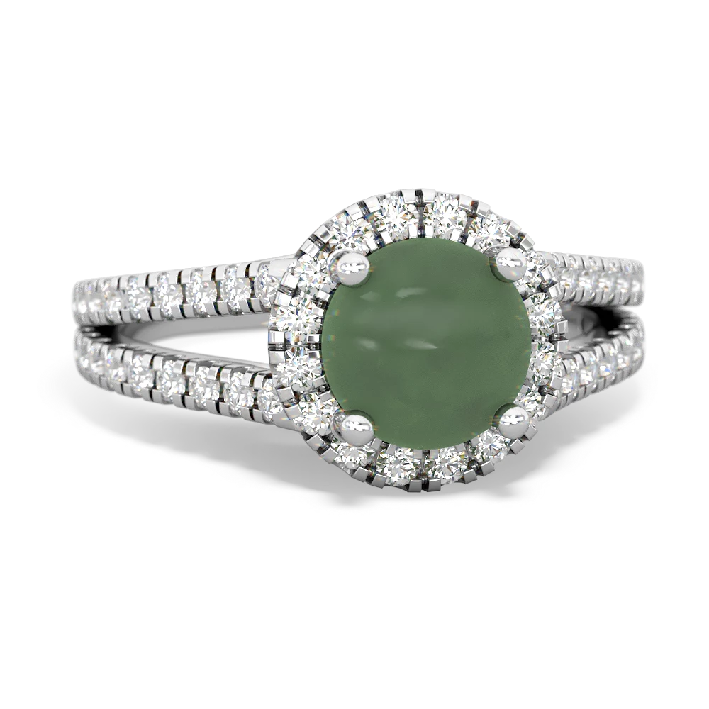 Jade Pave Halo 14K White Gold ring R5490