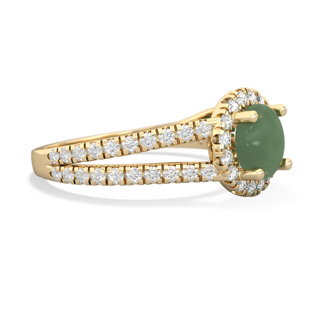 Jade Pave Halo 14K Yellow Gold ring R5490