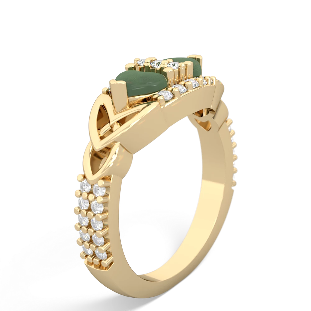 Jade Sparkling Celtic Knot 14K Yellow Gold ring R2645