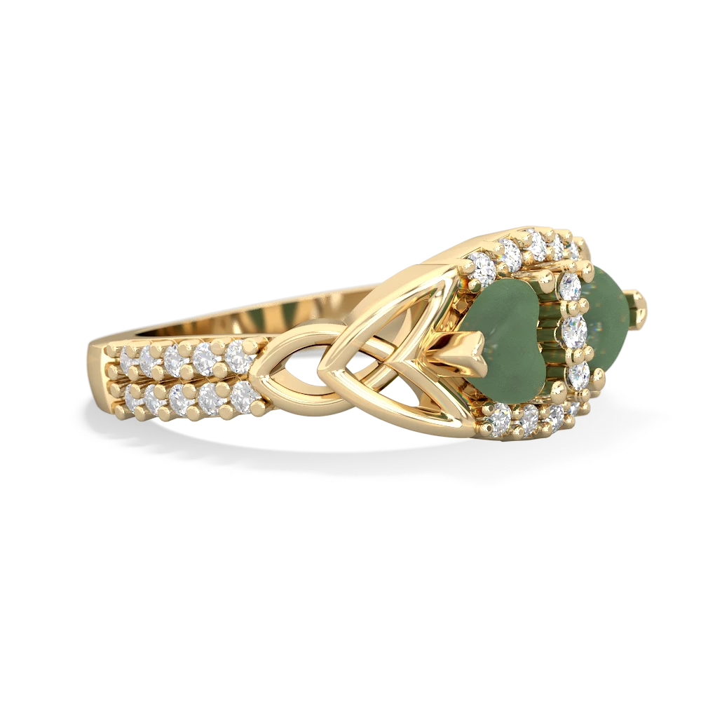 Jade Sparkling Celtic Knot 14K Yellow Gold ring R2645