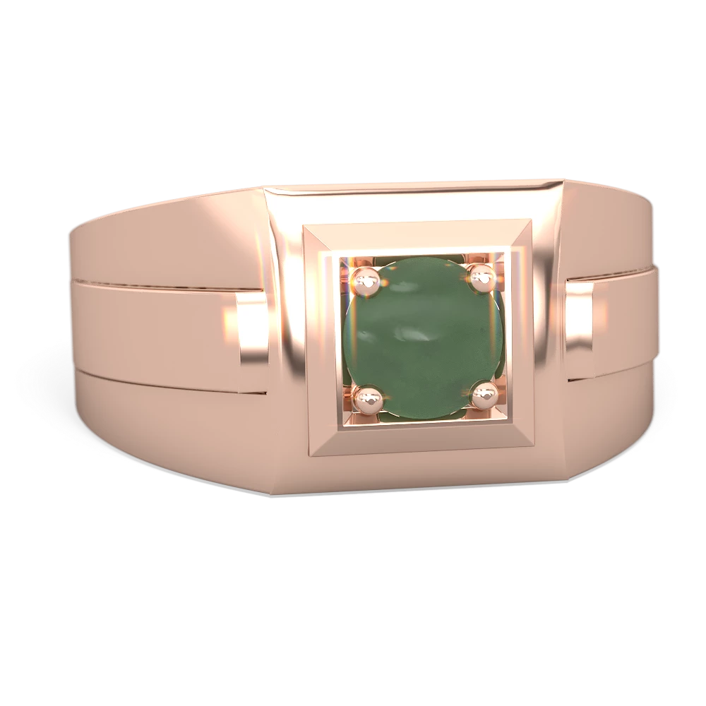 Jade Men's Squared Circle 14K Rose Gold ring R0480