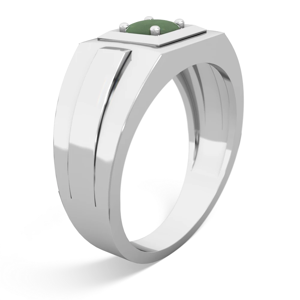 Jade Men's Squared Circle 14K White Gold ring R0480