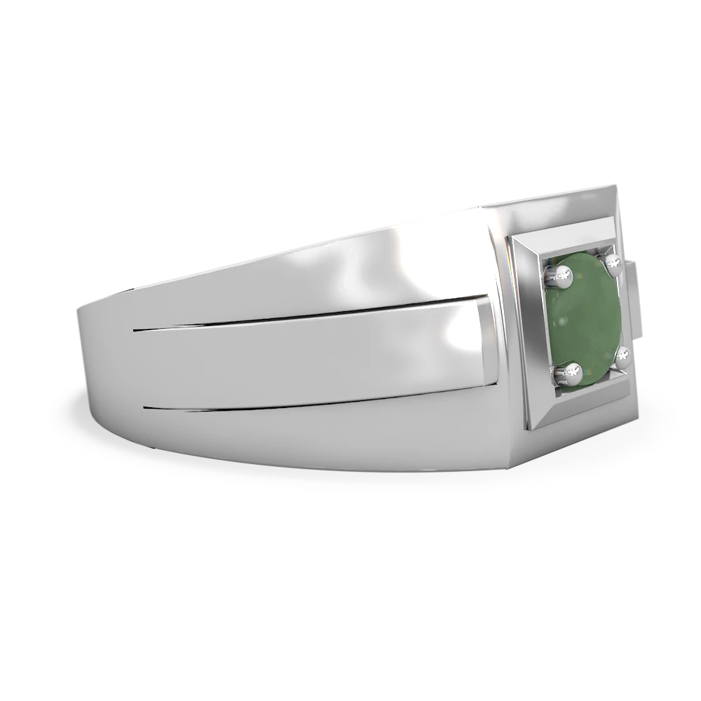 Jade Men's Squared Circle 14K White Gold ring R0480