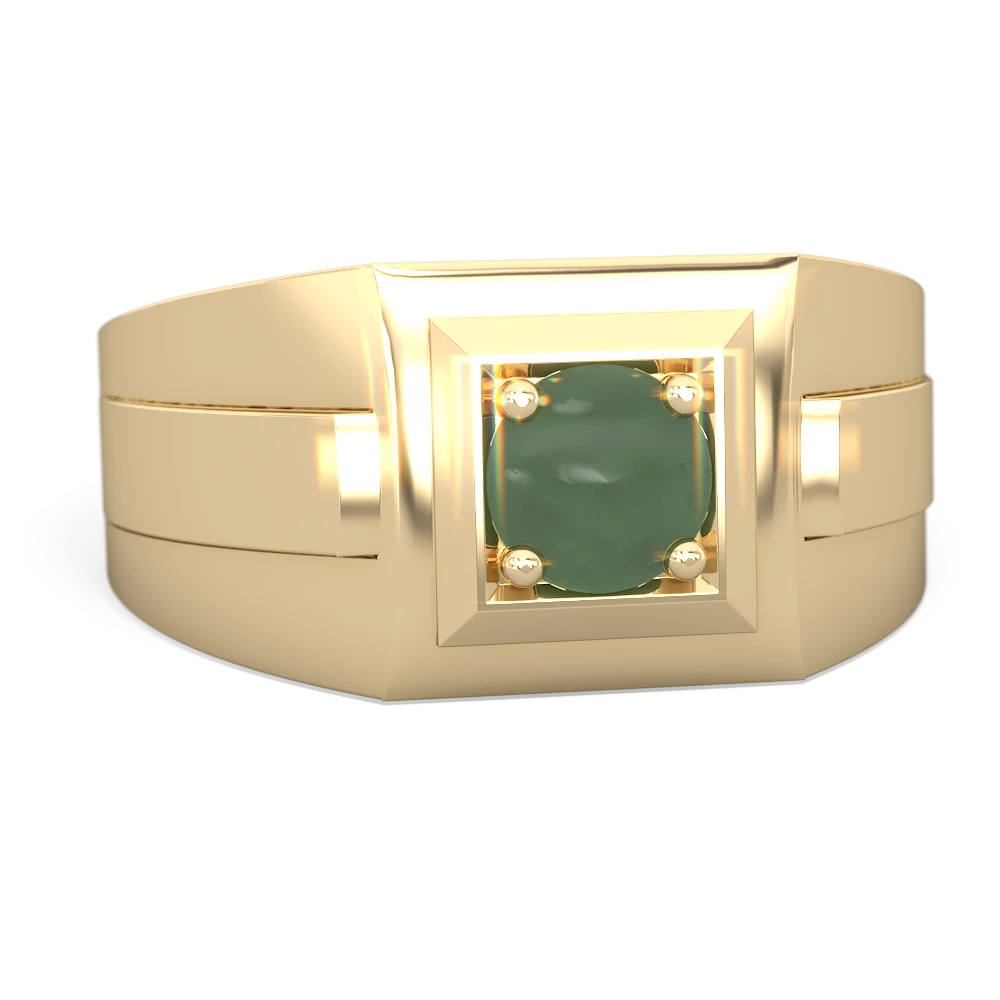 Jade Men's Squared Circle 14K Yellow Gold ring R0480