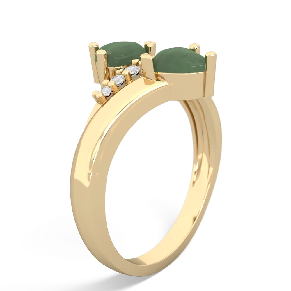 Jade Heart To Heart 14K Yellow Gold ring R2064