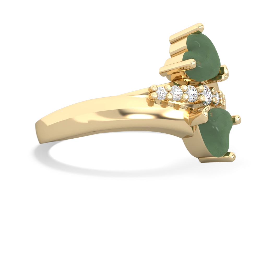 Jade Heart To Heart 14K Yellow Gold ring R2064