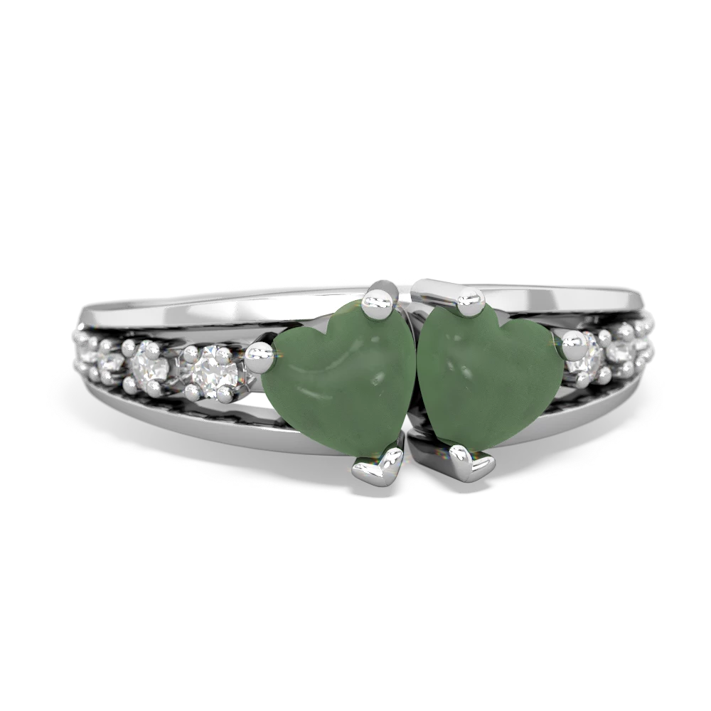 Jade Heart To Heart 14K White Gold ring R3342