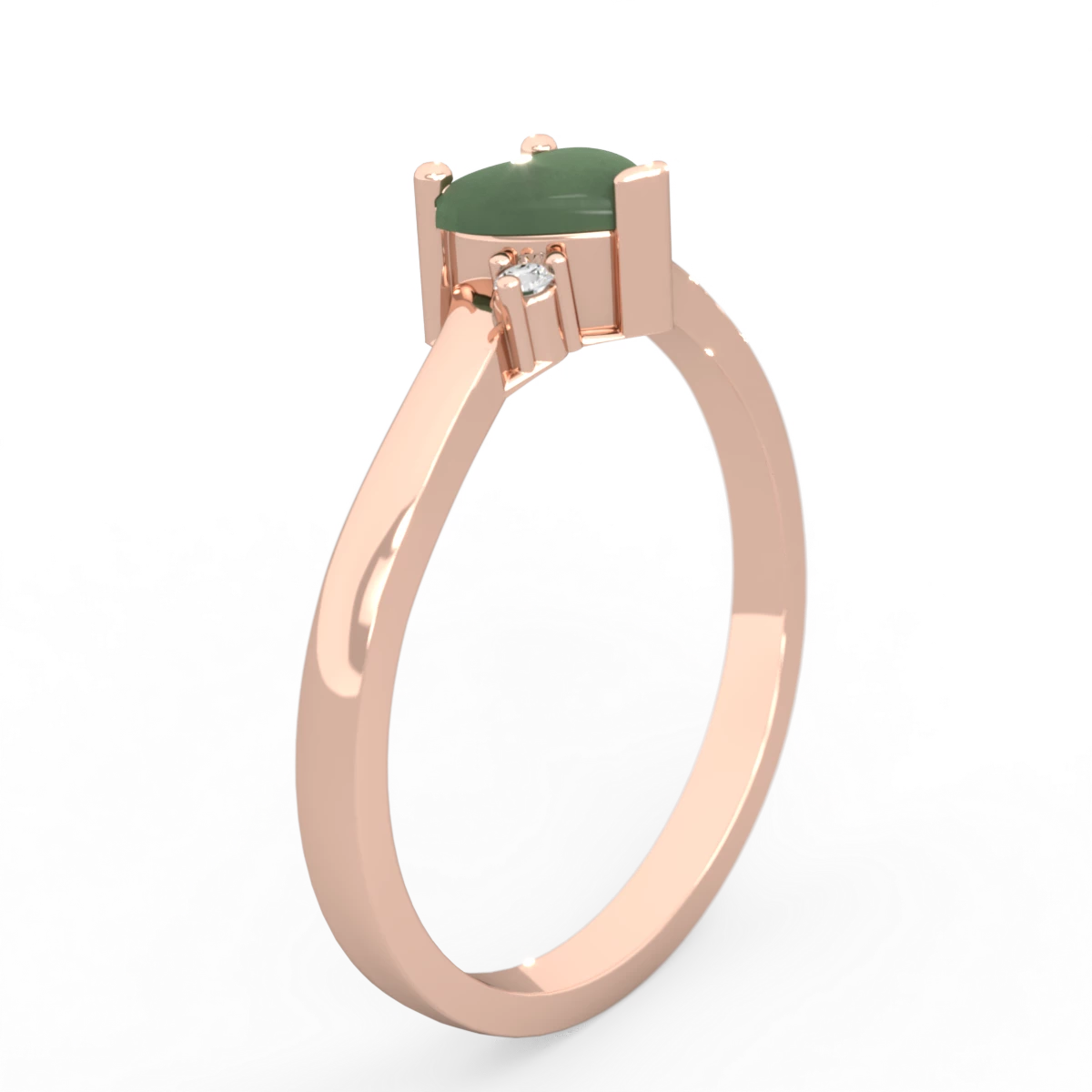 Jade Delicate Heart 14K Rose Gold ring R0203