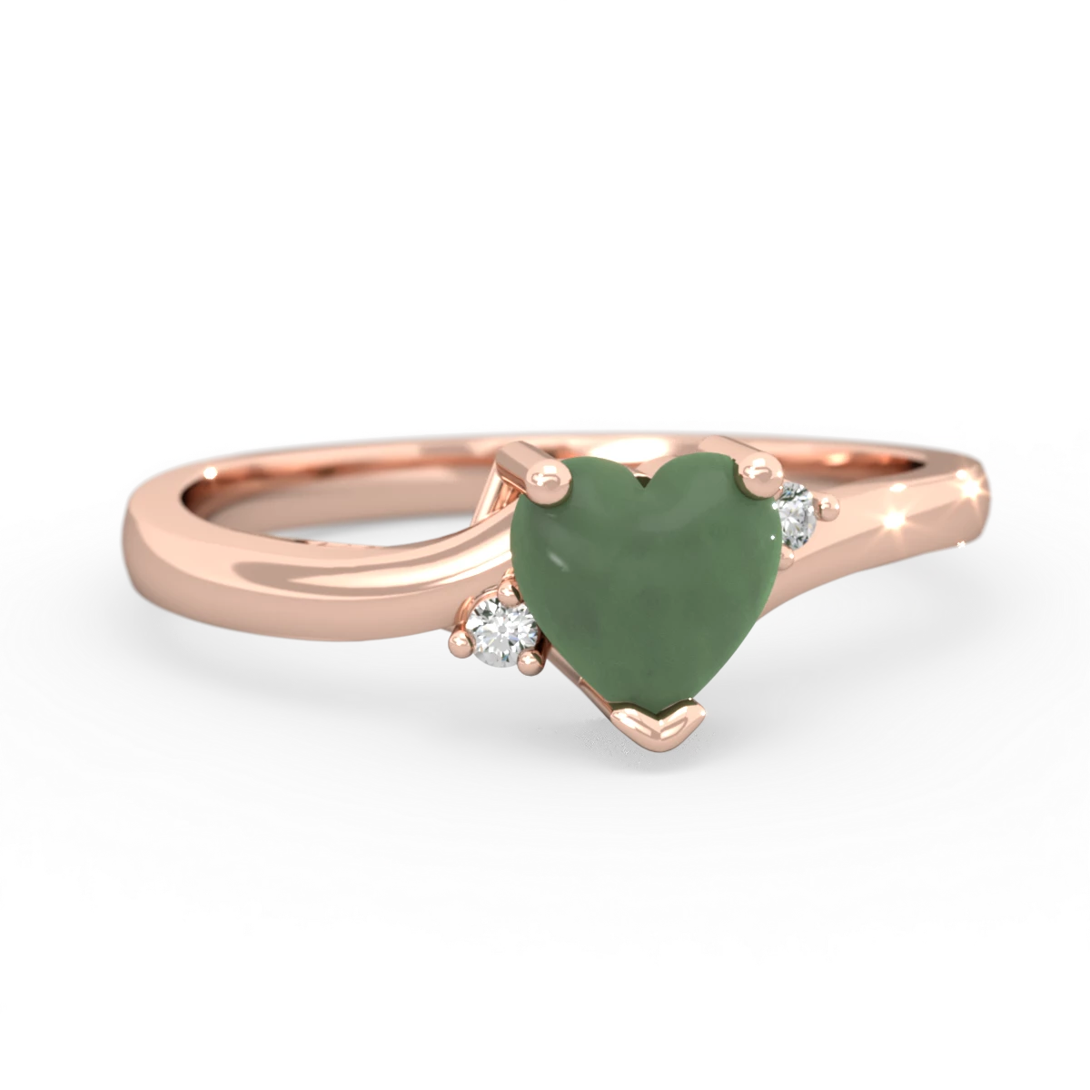Jade Delicate Heart 14K Rose Gold ring R0203