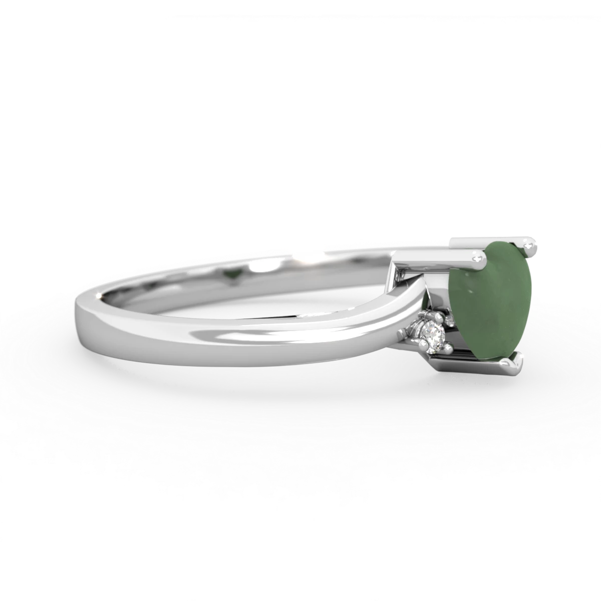 Jade Delicate Heart 14K White Gold ring R0203