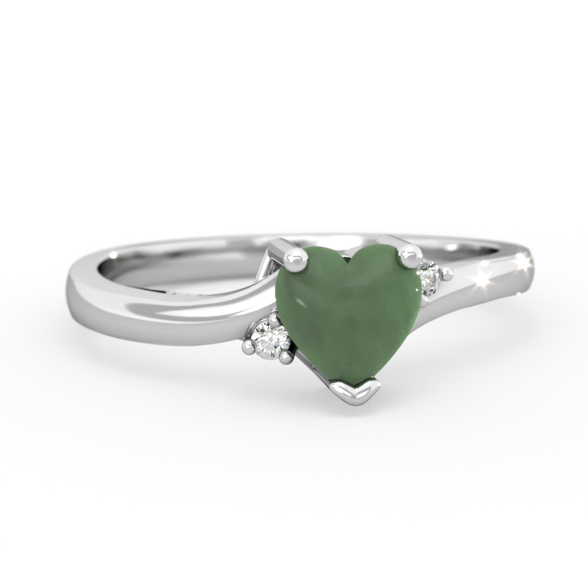 Jade Delicate Heart 14K White Gold ring R0203
