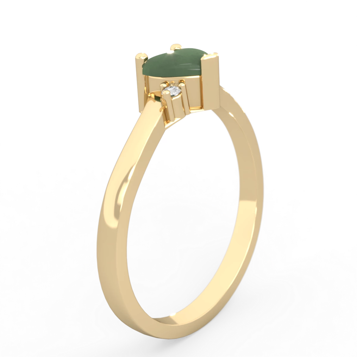 Jade Delicate Heart 14K Yellow Gold ring R0203