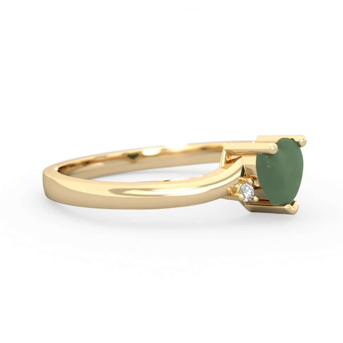 Jade Delicate Heart 14K Yellow Gold ring R0203