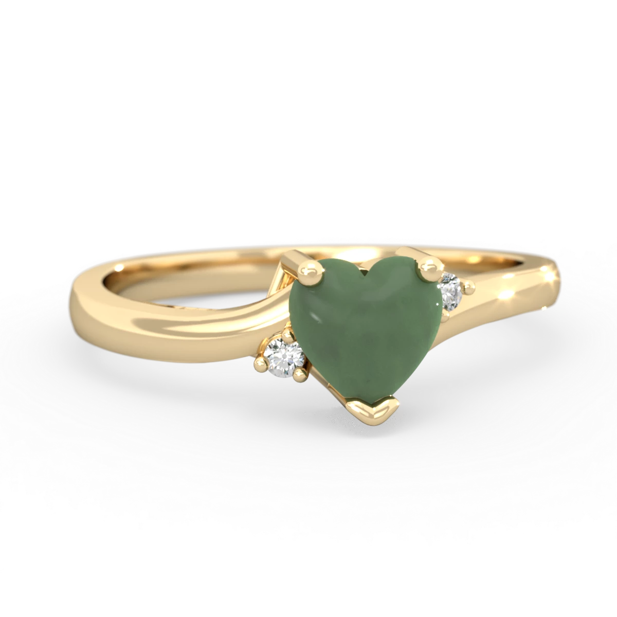 Jade Delicate Heart 14K Yellow Gold ring R0203