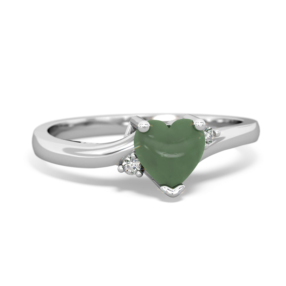 Jade Delicate Heart 14K White Gold ring R0203