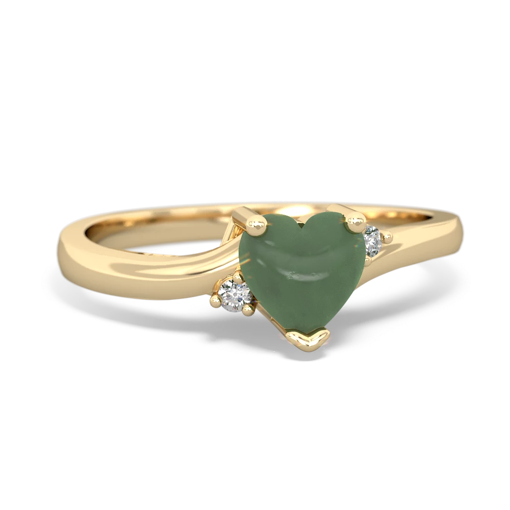 Jade Delicate Heart 14K Yellow Gold ring R0203