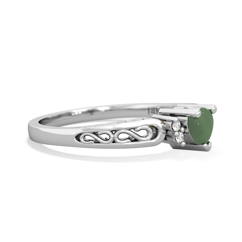 Jade Filligree Scroll Heart 14K White Gold ring R2429