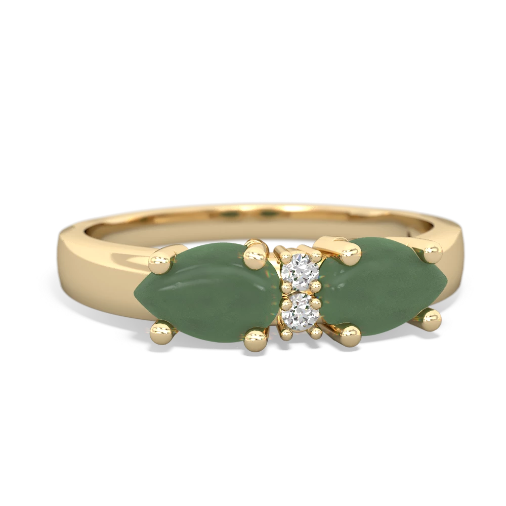 Jade Pear Bowtie 14K Yellow Gold ring R0865