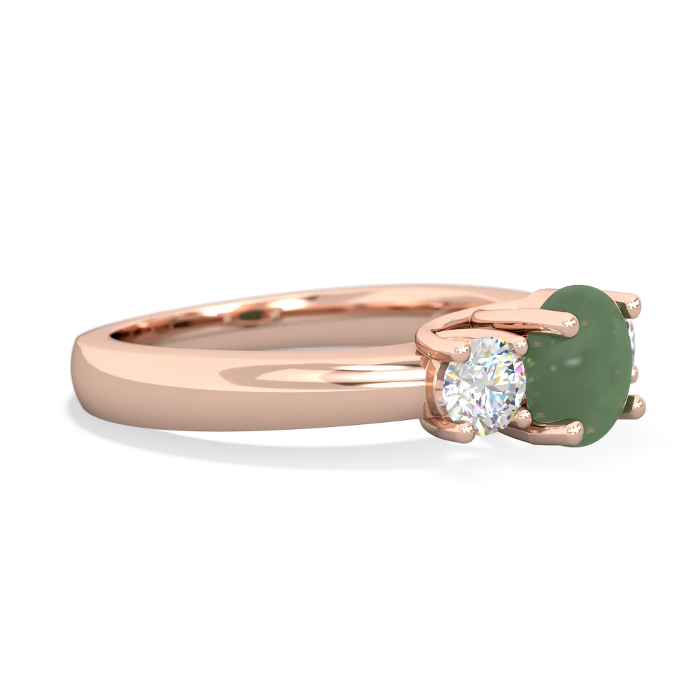 Jade Diamond Three Stone Round Trellis 14K Rose Gold ring R4018