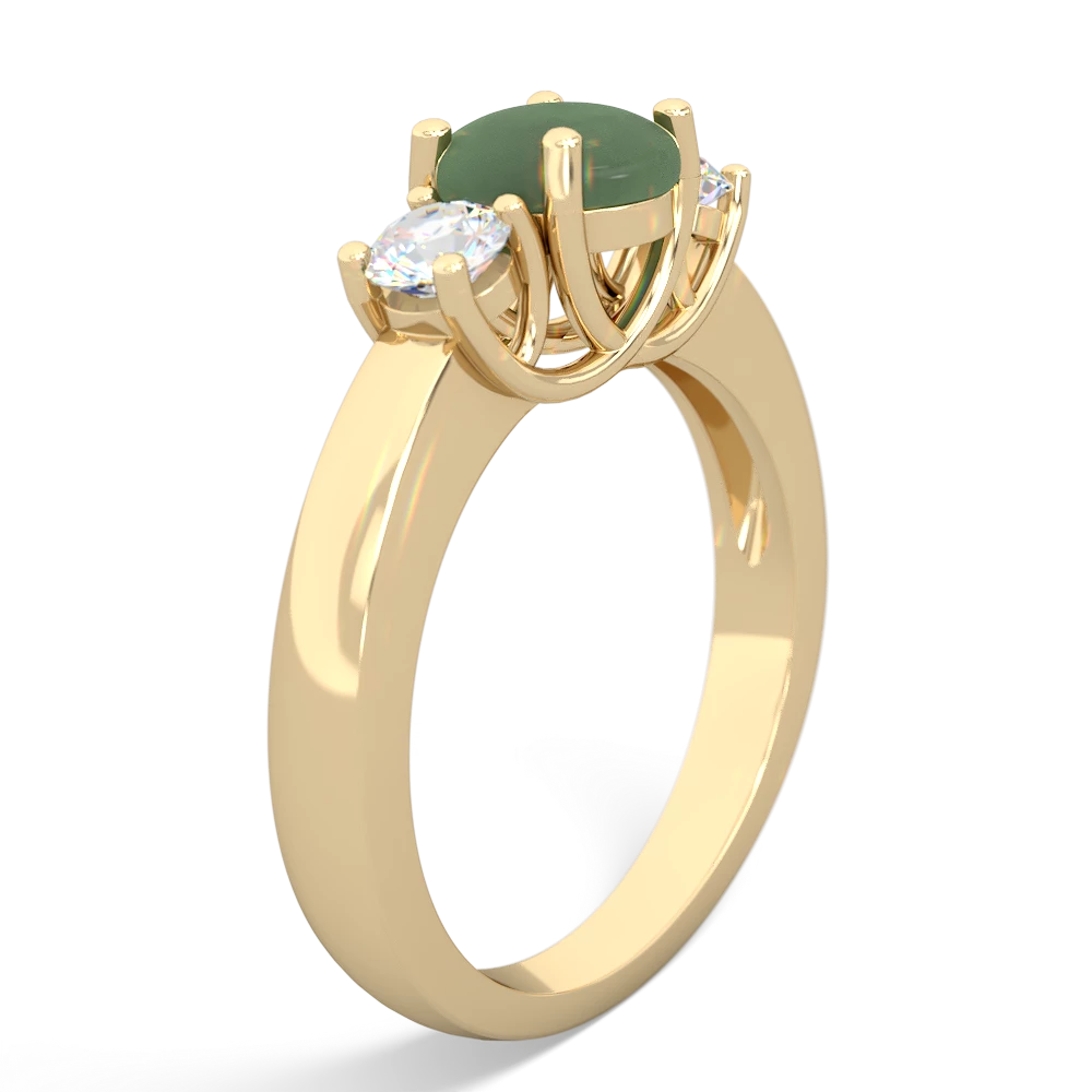 Jade Diamond Three Stone Round Trellis 14K Yellow Gold ring R4018