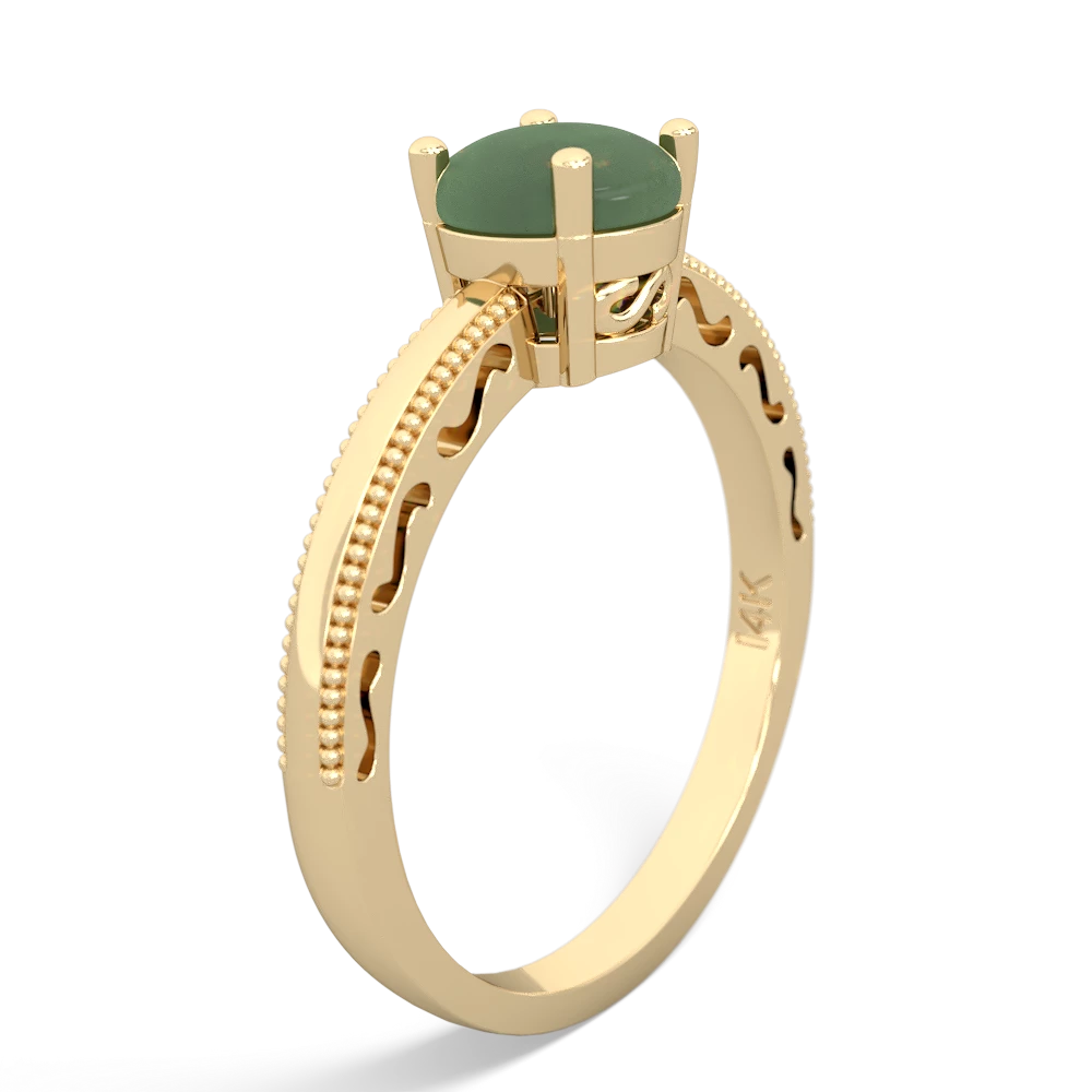 Jade Milgrain Filigree 14K Yellow Gold ring R5090