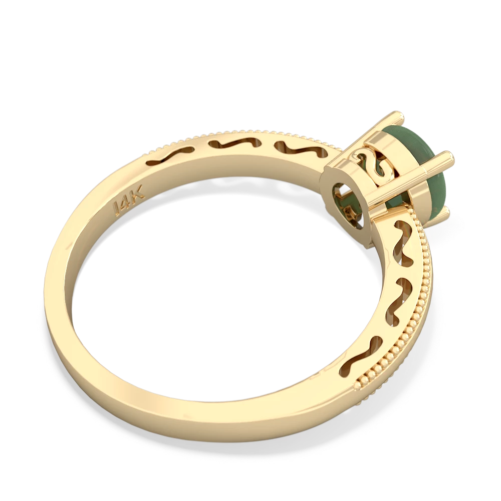 Jade Milgrain Filigree 14K Yellow Gold ring R5090