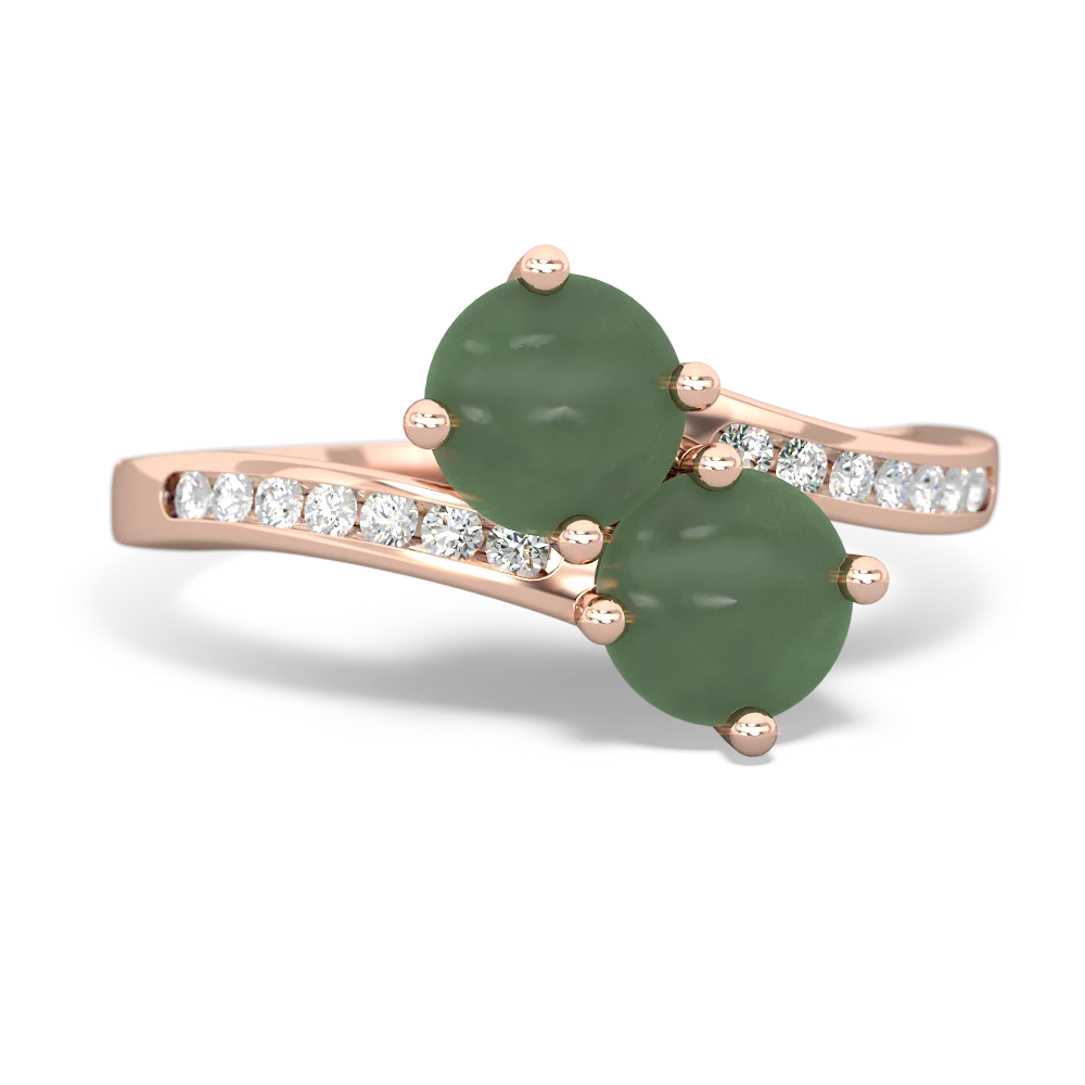 Jade Channel Set Two Stone 14K Rose Gold ring R5303