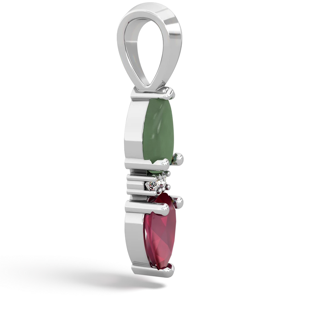 Jade Bowtie Drop 14K White Gold pendant P0865