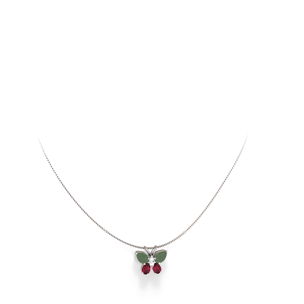 Jade Butterfly 14K White Gold pendant P2215