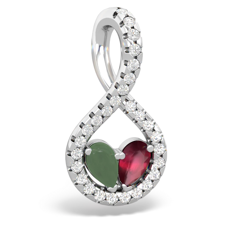 Jade Pave Twist 'One Heart' 14K White Gold pendant P5360