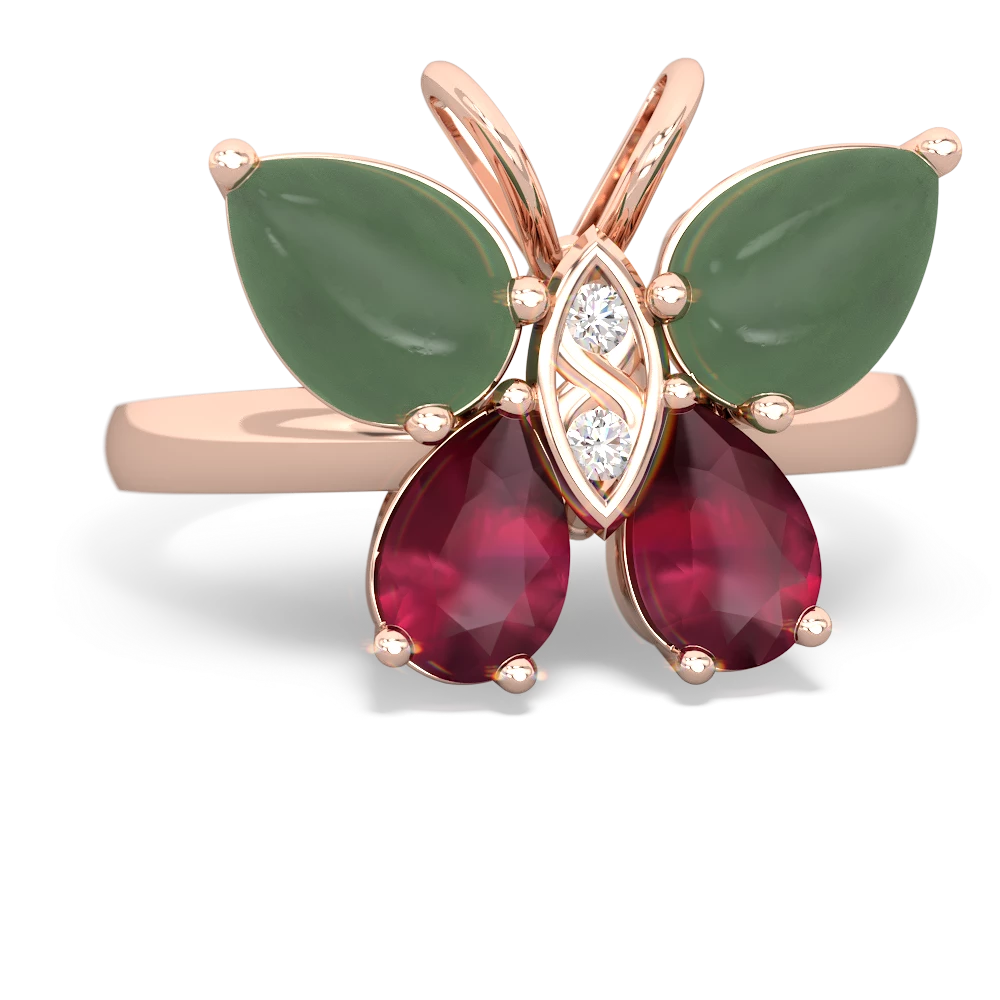 Jade Butterfly 14K Rose Gold ring R2215