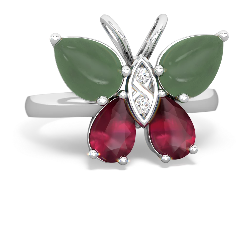 Jade Butterfly 14K White Gold ring R2215