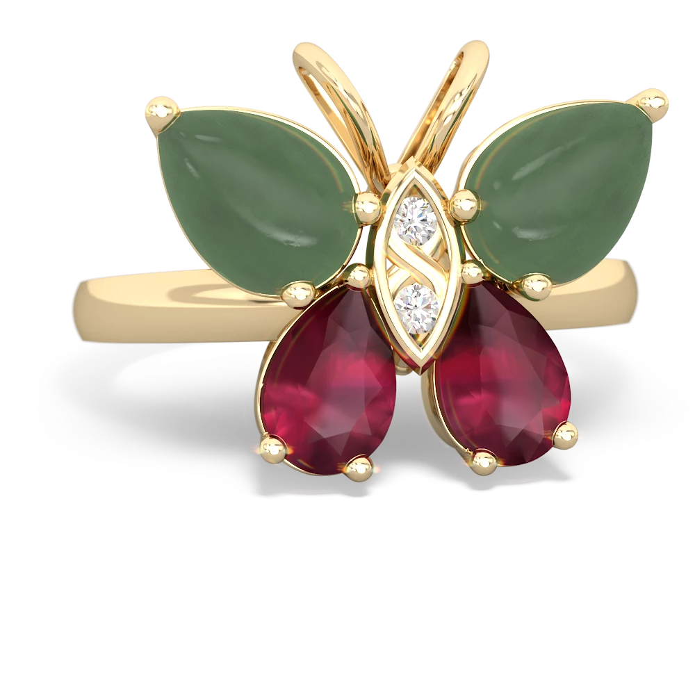 Jade Butterfly 14K Yellow Gold ring R2215