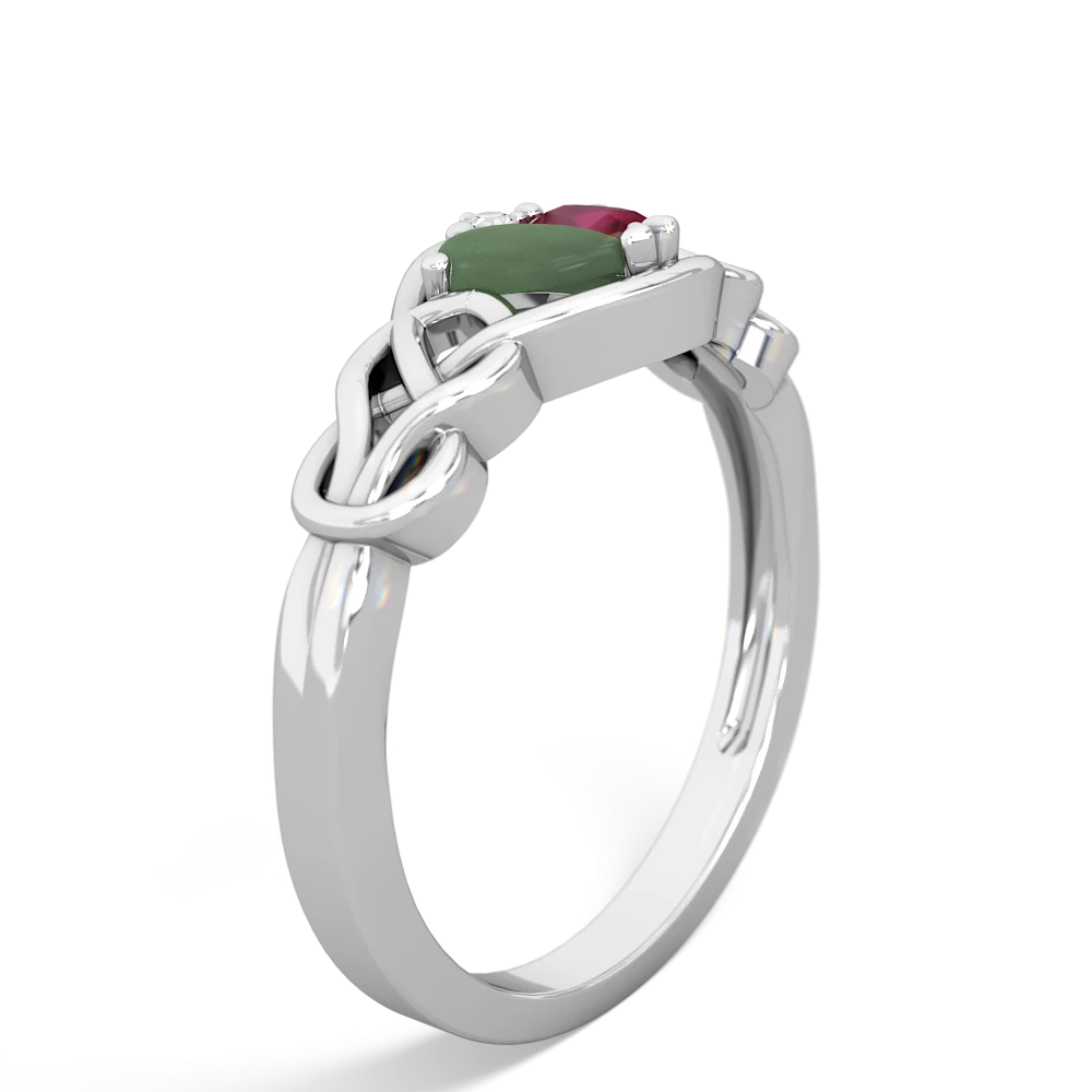 Jade Celtic Love Knot 14K White Gold ring R5420