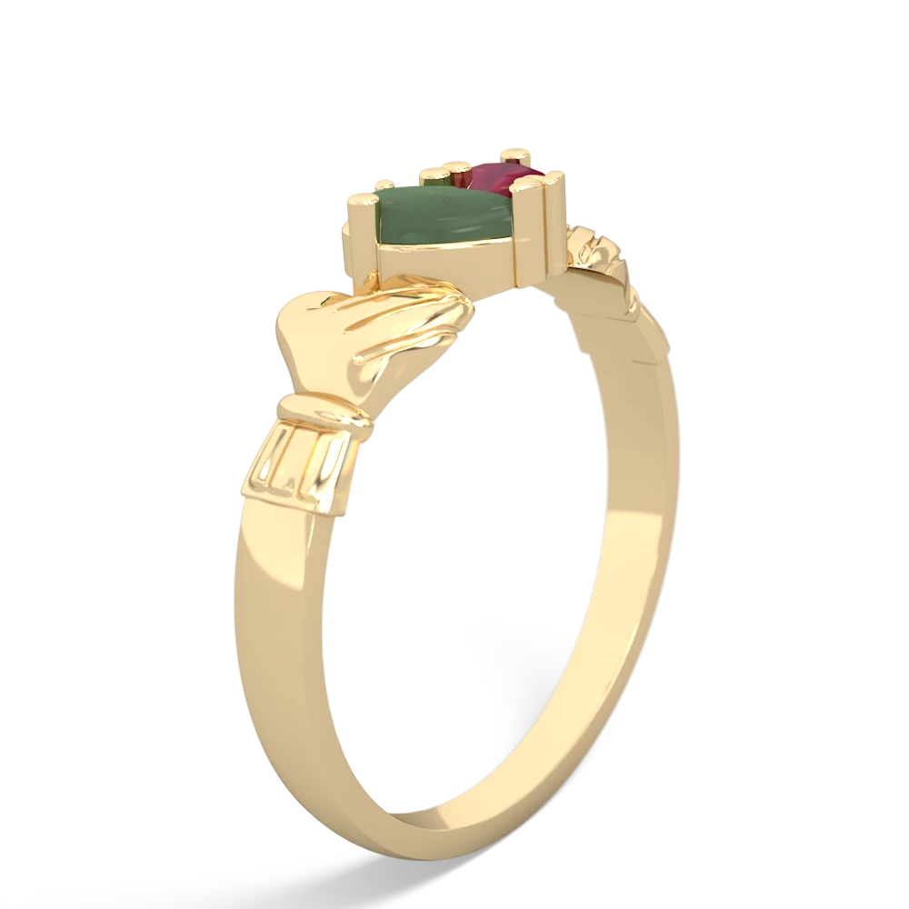 Jade 'Our Heart' Claddagh 14K Yellow Gold ring R2388