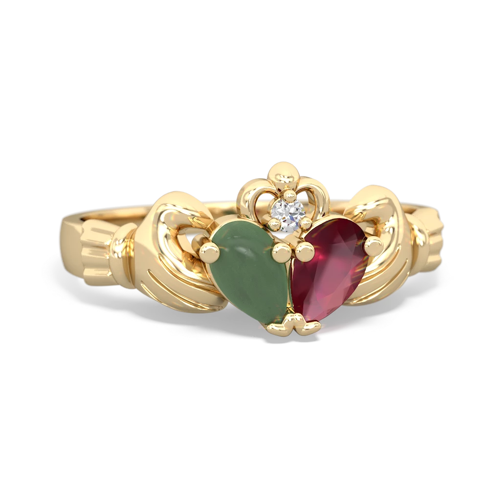 Jade 'Our Heart' Claddagh 14K Yellow Gold ring R2388