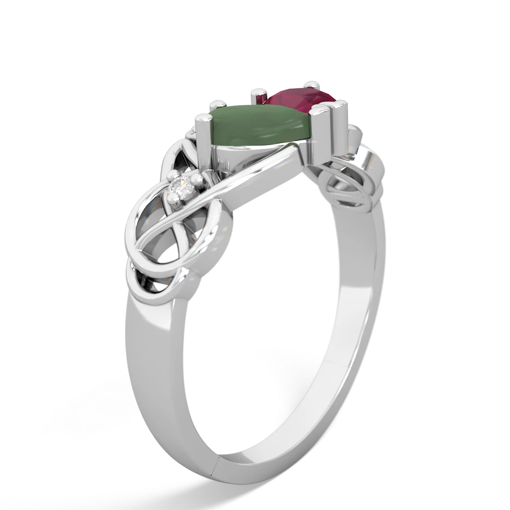 Jade 'One Heart' Celtic Knot Claddagh 14K White Gold ring R5322