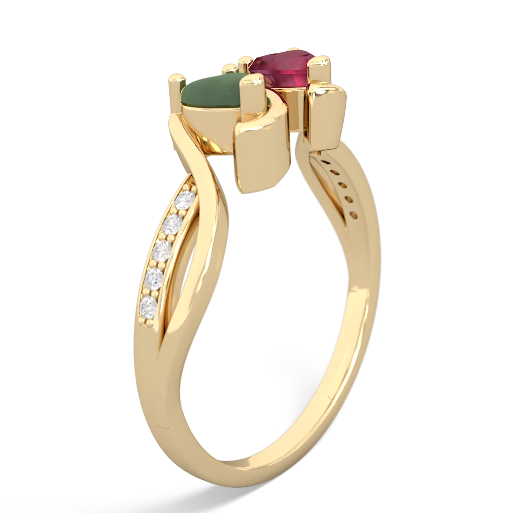 Jade Side By Side 14K Yellow Gold ring R3090