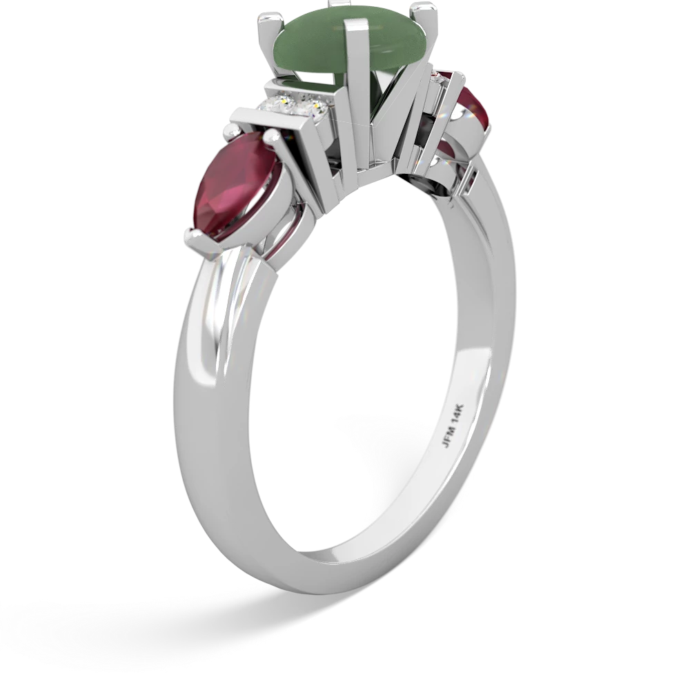 Jade 6Mm Round Eternal Embrace Engagement 14K White Gold ring R2005