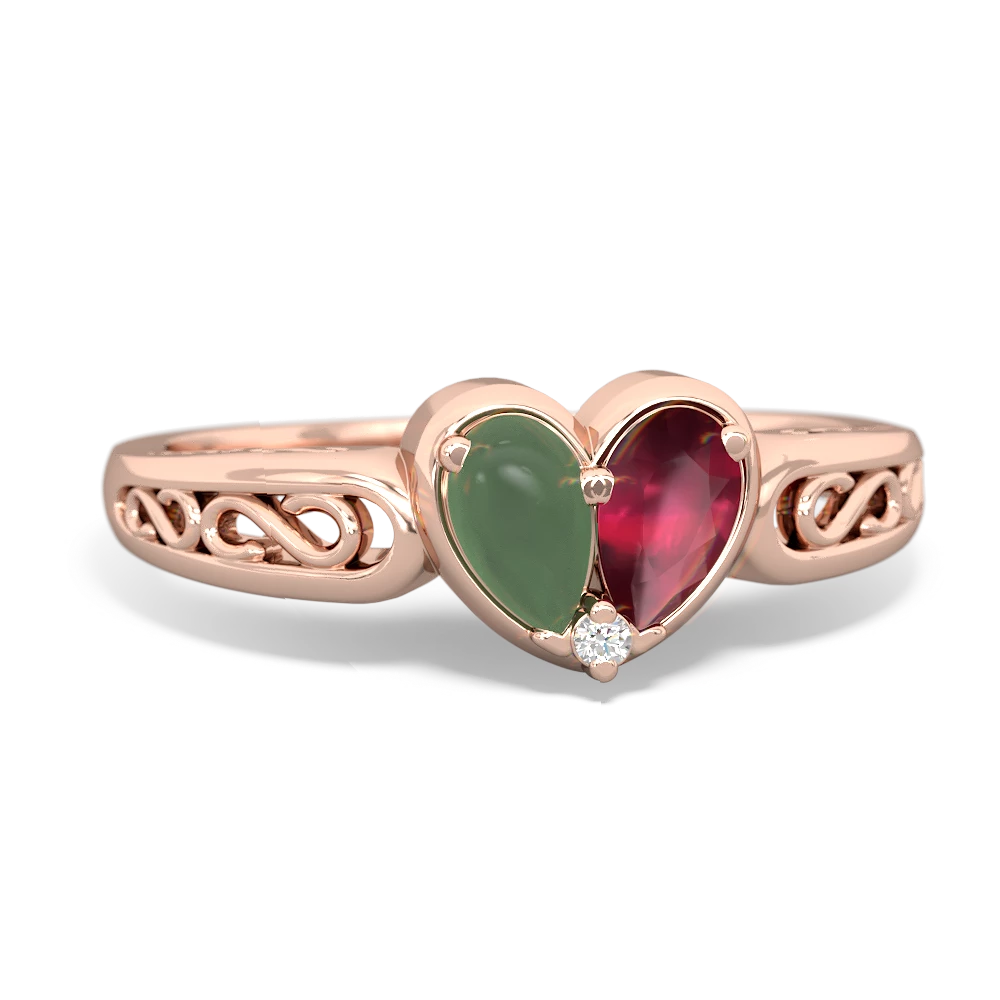 Jade Filligree 'One Heart' 14K Rose Gold ring R5070