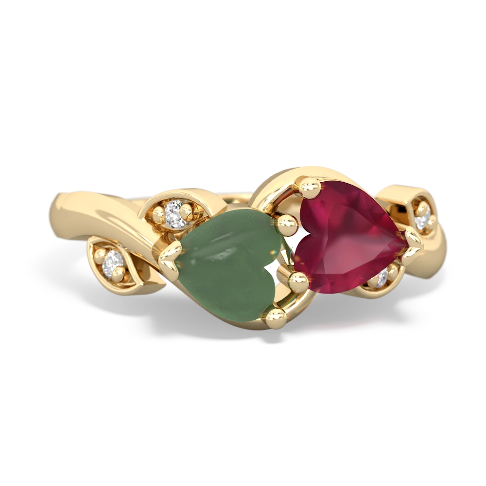 Jade Floral Elegance 14K Yellow Gold ring R5790