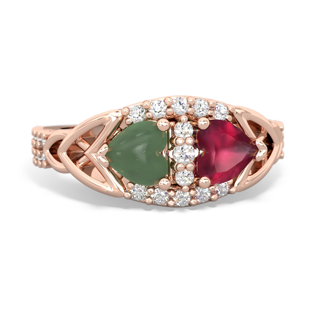 Jade Sparkling Celtic Knot 14K Rose Gold ring R2645