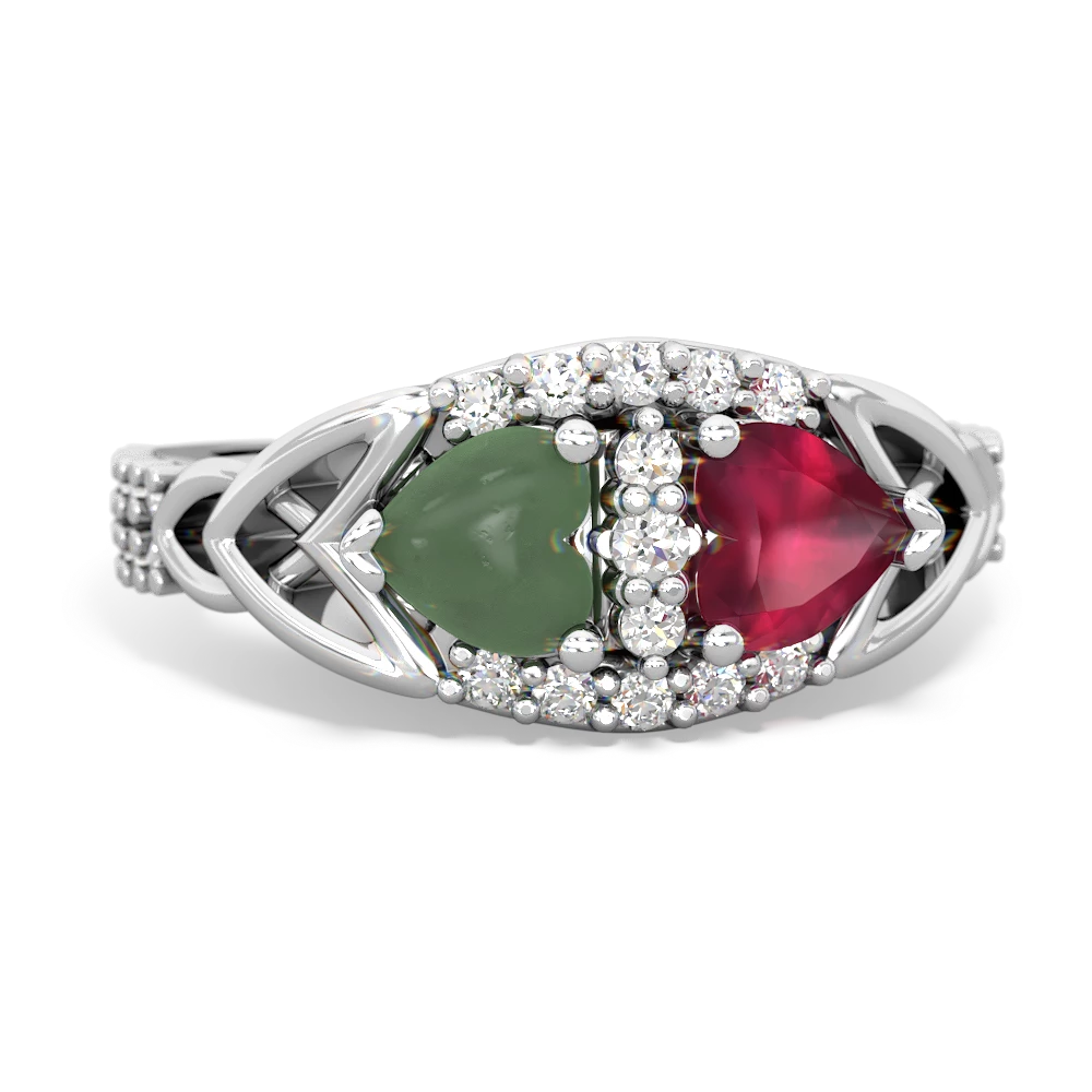 Jade Sparkling Celtic Knot 14K White Gold ring R2645