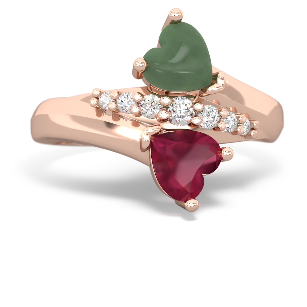 Jade Heart To Heart 14K Rose Gold ring R2064