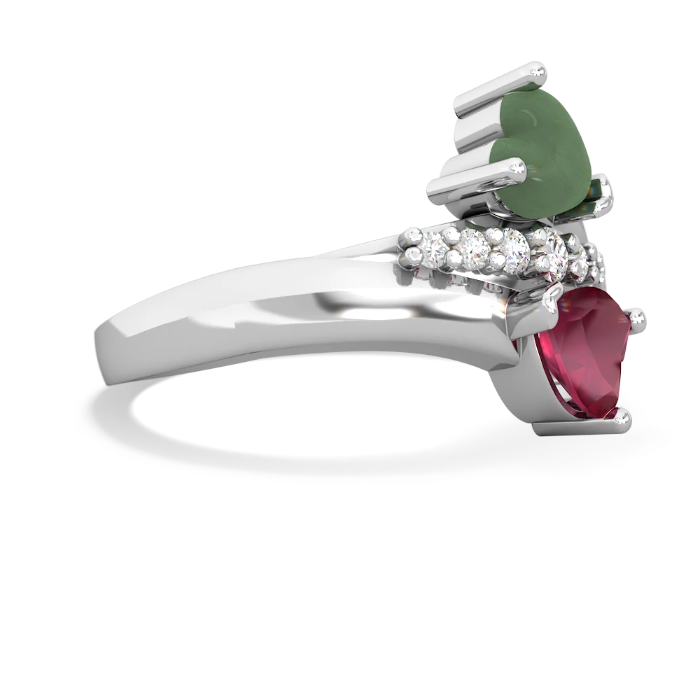 Jade Heart To Heart 14K White Gold ring R2064